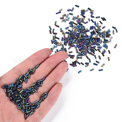 Metallic Colours Glass Bugle Beads&nbsp;SEED-N005-001-D04