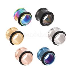 12Pcs 6 Colors 316 Surgical Stainless Steel Screw Ear Gauges Flesh Tunnels Plugs&nbsp;STAS-YW0001-16A