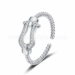 Brass Micro Pave Clear Cubic Zirconia Open Cuff Rings for Women&nbsp;RJEW-R005-06P