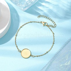 304 Stainless Steel Round Cabochon Setting Bracelets&nbsp;BJEW-JB11090-01