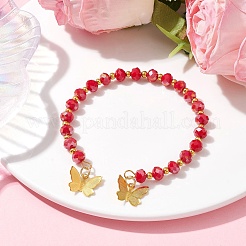 Glass Round Beaded Cuff Bangles&nbsp;BJEW-JB09964-02