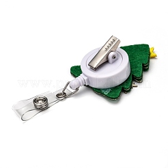 Christmas Tree Glitter Powder Felt & ABS Plastic Badge Reel&nbsp;AJEW-I053-14