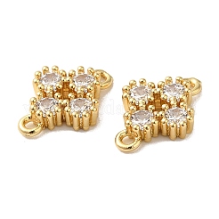 Rack Plating Brass Pave Cubic Zirconia Connector Charms&nbsp;KK-O142-44G