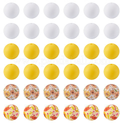 60pcs 4 Styles Silicone Beads Round Rubber Bead 15MM Loose Spacer Beads for DIY Supplies Jewelry Keychain Making&nbsp;FIND-TA0010-30C