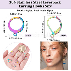 60Pcs 2 Style 304 Stainless Steel Leverback Earring Findings&nbsp;STAS-CN0001-17