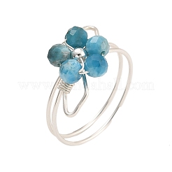 Flower Natural Green Aventurine & Amethyst & Carnelian & Apatite Finger Rings&nbsp;RJEW-TA00161-01