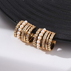 Multilayer C-Shaped Brass Micro Pave Clear Cubic Zirconia Cuff Earrings&nbsp;EJEW-Z127-03G