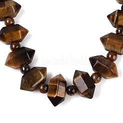 Natural Tiger Eye Round & Cone Beaded Necklaces&nbsp;NJEW-N064-03D