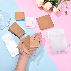 100Pcs Kraft Paper Single Earring Display Cards with Hanging Hole&nbsp;CDIS-YW0001-21