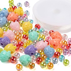 380Pcs Strawberry & Round Acrylic Beads with 1 Roll Clear Elastic Crystal Thread&nbsp;DIY-LS0001-08