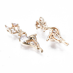Brass Micro Pave Clear Cubic Zirconia Pendants&nbsp;KK-S359-133-RS