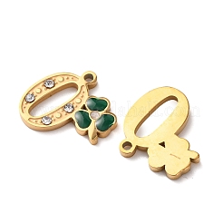 304 Stainless Steel Enamel & Rhinestone Pendants&nbsp;STAS-B130-01G-0