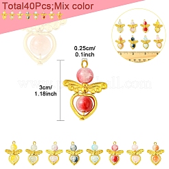 40Pcs 8 Colors Golden Alloy Glass Pendants&nbsp;PALLOY-FS00025