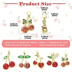 5Pcs 5 Styles Brass Micro Pave Cubic Zirconia Charms&nbsp;KK-CJ0004-12