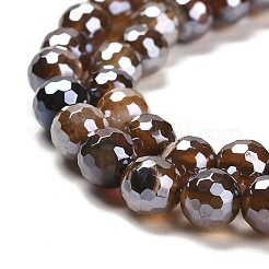 Electroplated Natural Agate Round Beads Strands&nbsp;G-L598-A01-01B