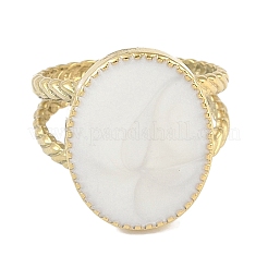 Ion Plating(IP) 304 Stainless Steel Enamel Oval Cuff Finger Rings&nbsp;RJEW-L107-068G-01