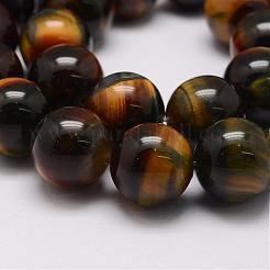 Natural Yellow Blue Tiger Eye(Dyed & Heated) Bead Strands&nbsp;G-P230-05-10mm