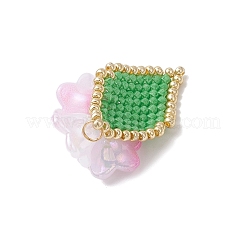 Handmade Glass Seed Beaded Flower Pendants&nbsp;PALLOY-MZ00794-01