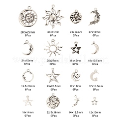 96Pcs Moon & Sun & Geometric Tibetan Style Alloy Pendants&nbsp;TIBEP-LS0001-09