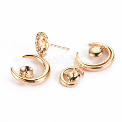 Brass Micro Pave Clear Cubic Zirconia Stud Earring Findings&nbsp;LS-KK-S356-246-NF