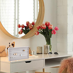 7-Slot Rectangle Velvet Wedding Ring Storage Display Trays&nbsp;AJEW-WH0471-129A