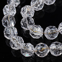Transparent Crackle Glass Beads Strands&nbsp;X-GLAA-N051-01