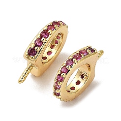 Horse Shoes Rack Plating Brass Micro Pave Cubic Zirconia Pendant Bails&nbsp;KK-S397-07E