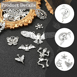 20Pcs 20 Styles Halloween Theme Tibetan Style Alloy Pendants&nbsp;TIBEP-YW0001-91