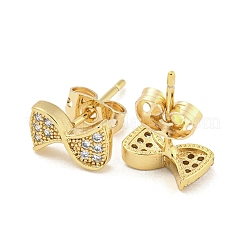 Brass Micro Pave Cubic Zirconia Ear Studs&nbsp;EJEW-P261-24A-G