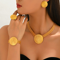 Vintage Round Alloy Bracelets & Earrings & Necklaces & Rings Sets for Women&nbsp;RU6654