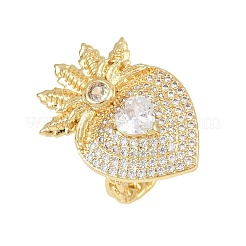 Brass Micro Pave Clear Cubic Zirconia Cuff Rings&nbsp;RJEW-P155-04A-G