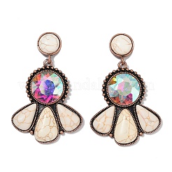Alloy Synthetic Turquoise Dangle Stud Earrings&nbsp;LS-EJEW-U053-04A-R
