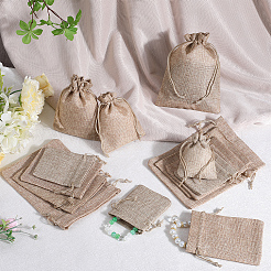 16Pcs 4 Styles Polyester Imitation Burlap Packing Pouches Drawstring Bags&nbsp;ABAG-BBC0001-01B
