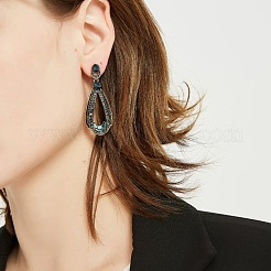 Flat Round with Teardrop Alloy Rhinestone Dangle Stud arrings&nbsp;FS-WG44AEC-01