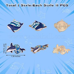 20Pcs Whale Enamel Charm Pendant Blue Whales Fish Charm Sea Animal Pendant for Jewelry Necklace Bracelet Earring Making Crafts&nbsp;JX299A