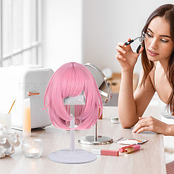 Adjustable Plastic with Lace Cloth Wig Display Stands&nbsp;ODIS-WH0038-213