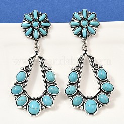 Alloy Synthetic Turquoise Dangle Stud Earrings&nbsp;EJEW-U053-12AS