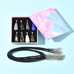 DIY Natural & Synthetic Gemstone Teardrop Pendant & Waxed Cord Pendant Necklace Making Kits&nbsp;DIY-FS0008-48