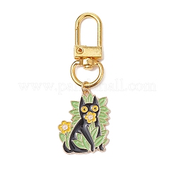 10Pcs 10 Styles Plant with Cat Alloy Enamel Pendant Decorations&nbsp;HJEW-JM01944