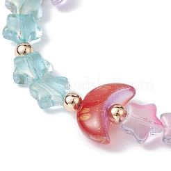 Moon and Star Glass Beaded Stretch Bracelet&nbsp;BJEW-JB09956