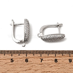 Oval Brass Micro Pave Clear Cubic Zirconia Hoop Earring Findings&nbsp;KK-Z154-03P