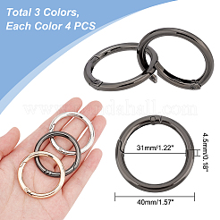 12Pcs 3 Colors Alloy Spring Gate Rings&nbsp;AJEW-PH0018-12