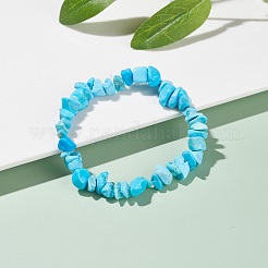 Synthetic Turquoise Chips Beads Stretch Bracelet for Women&nbsp;BJEW-AL00003-12