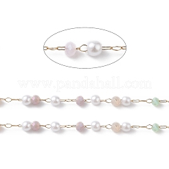Glass & ABS Imitation Pearl Beaded Chains&nbsp;CHS-P016-44G