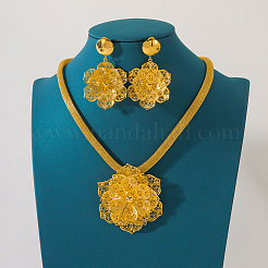 Alloy Hollow Flower Earrings & Pendant Necklaces Sets for Women&nbsp;JI5583