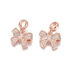 Brass Micro Pave Cubic Zirconia European Dangle Charms&nbsp;X-ZIRC-E163-15RG