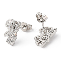 Clear Cubic Zirconia Bear Stud Earrings&nbsp;EJEW-R149-02P