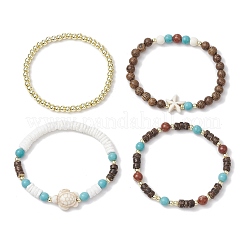 4Pcs 4 Styles Natural & Synthetic Gemstone & Wood Beaded Stretch Bracelets for Women Men&nbsp;BJEW-JB11562