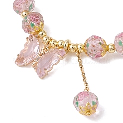 Handmade Gold Sand Lampwork Beaded Charm Bracelets&nbsp;BJEW-JB13010-01