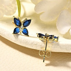 Butterfly Brass Micro Pave Cubic Zirconia Stud Earrings&nbsp;EJEW-C126-03G